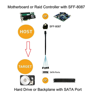Generic Mini SAS 8087 SFF-8087 to 4x SATA cable